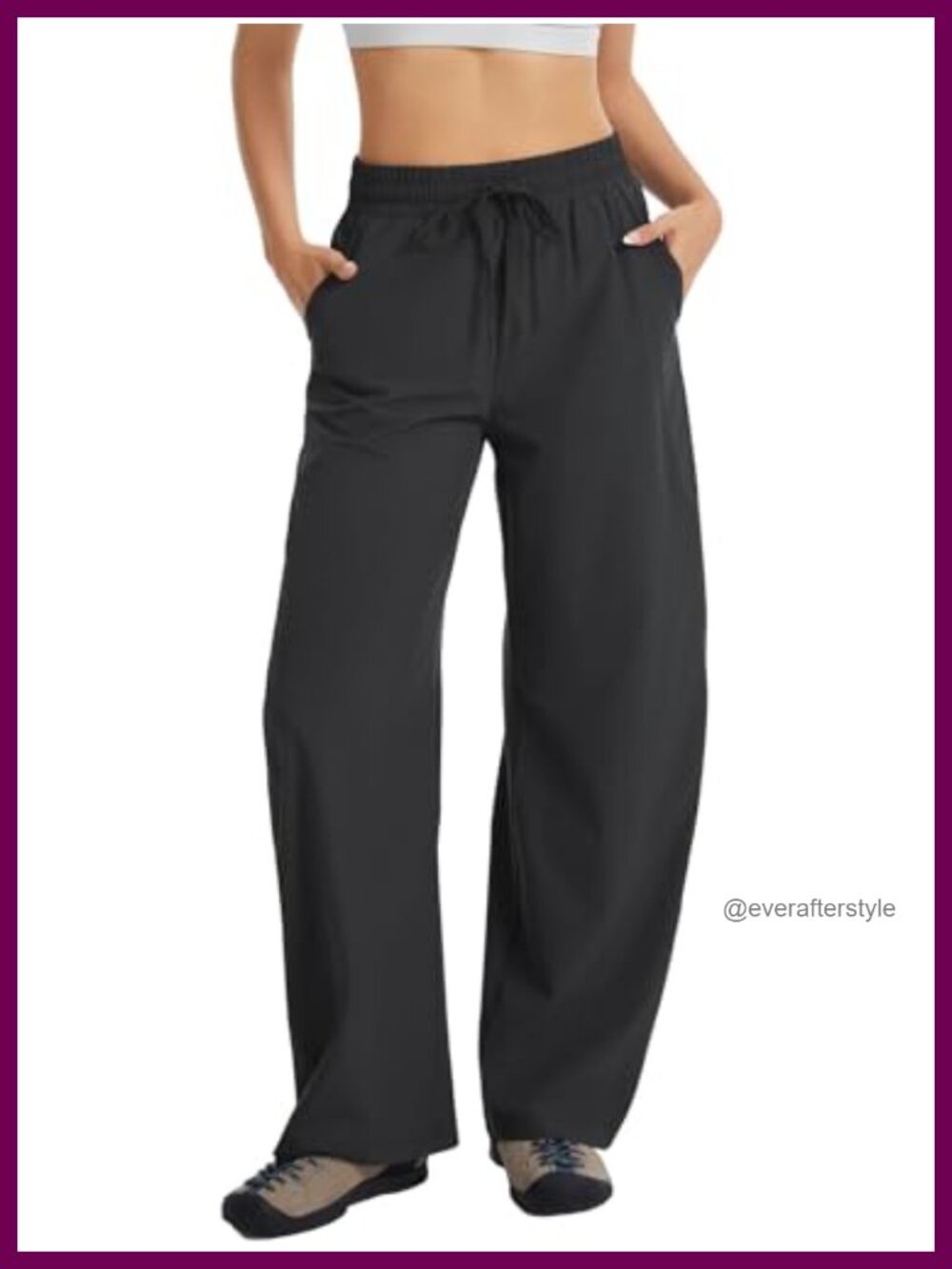 Sythyee Barrel Pants Baggy Wide Leg Hiking Trousers with Pockets